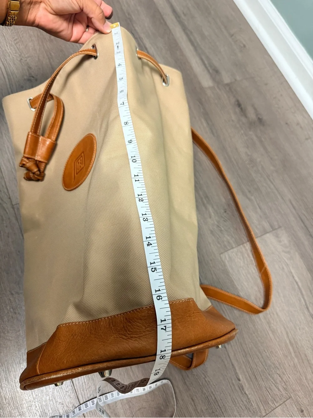 Vintage 08 Collection Leather Canvas Drawstring Field Backpack Duffel Bag
